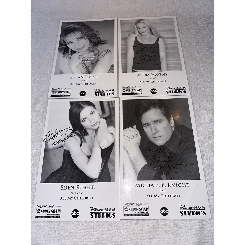 All My Children Lot Of 4 Signed‎ Photo 2006 ABC Disney-MGM Studios